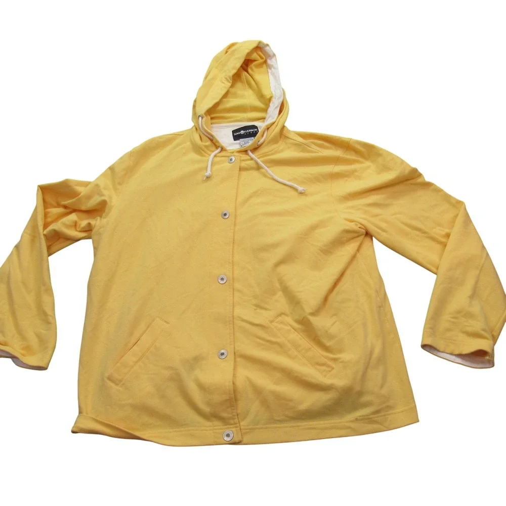 Sag Harbor Sport Women's‎ Yellow Hooded Snap Front Jacket  XLarge Cotton Blend